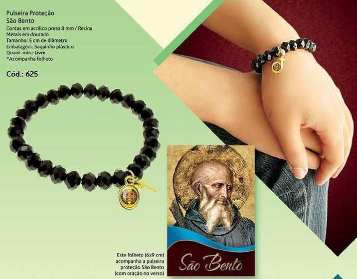 Imagem de Pulseira proteção são bento com folheto de oração