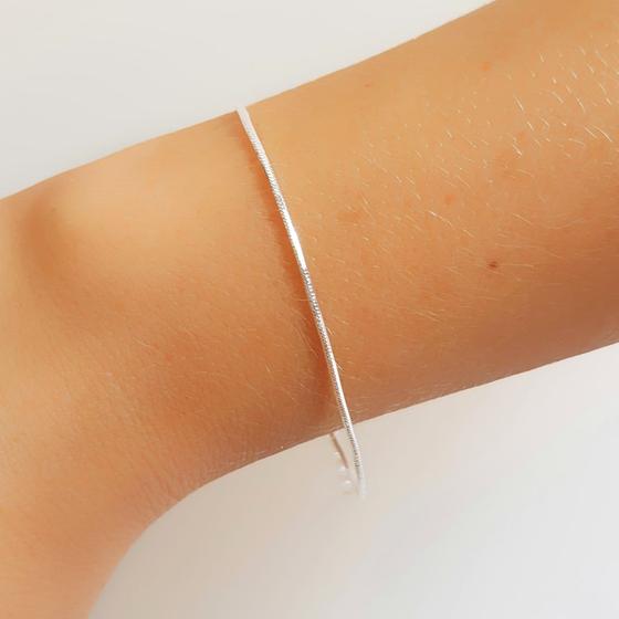 Imagem de Pulseira Rabo de Rato Laminada Banhada a Prata 