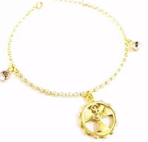 Imagem de Pulseira Radiologia Com Pontos de Luz Folheado A Ouro 18k