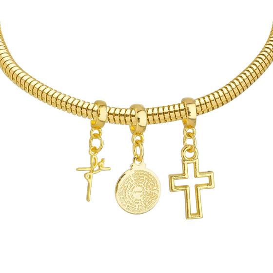 Imagem de Pulseira Religião Berloque Banhado a Ouro 18k