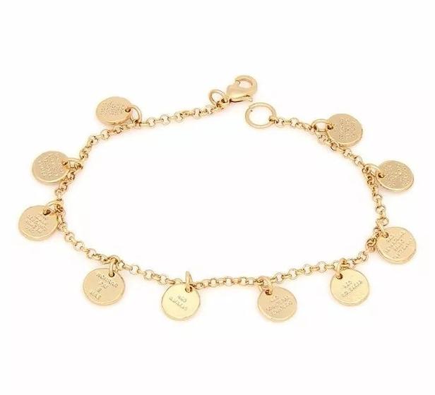 Imagem de Pulseira Religiosa Dez Mandamentos Folheado Ouro 18k