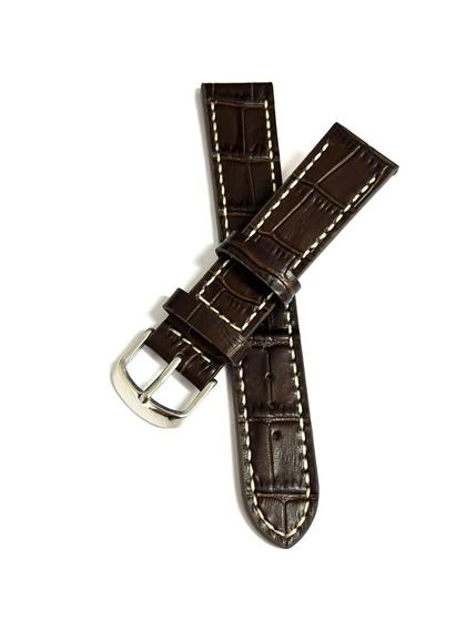 Imagem de Pulseira relógio Couro Grossa estilo Croco, Costura Clara.LC109