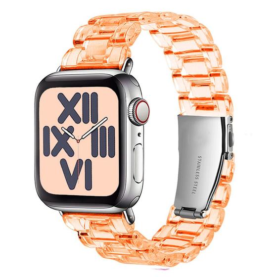 Imagem de Pulseira Resina Laranja  42/44/45/49mm Compatível Waatch e Smartwatch  Seriee 4 5 6 7 8 Ultraa see