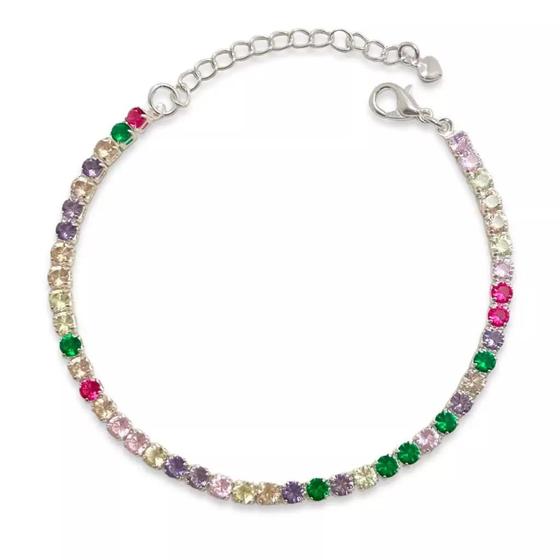 Imagem de Pulseira Riviera Zircônias Coloridas Banhada a Prata