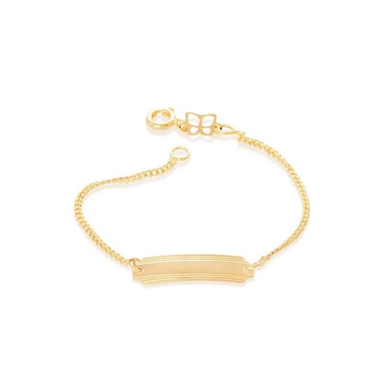 Imagem de Pulseira rommanel banhado ouro 18k unissex infantil 14cm placa retangular 550307