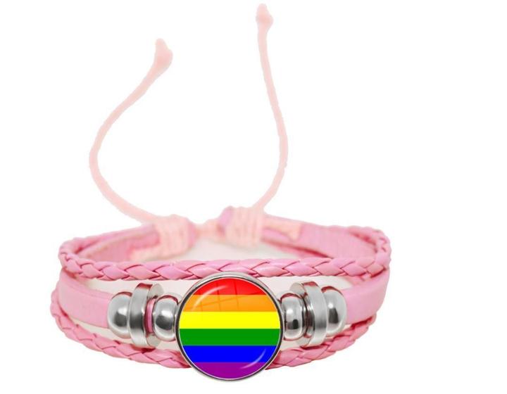 Imagem de Pulseira Rosa Lgbt Arco Íris Colorida material sintético