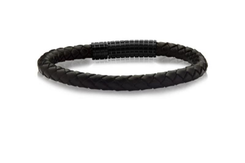 Imagem de Pulseira Rosso Couro Trançado Preto