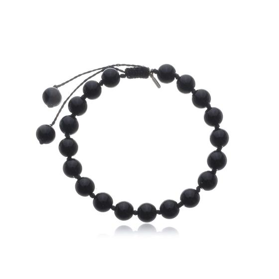 Imagem de Pulseira Rosso Shambala com Bolas Ônix Brilhante 18-22cm