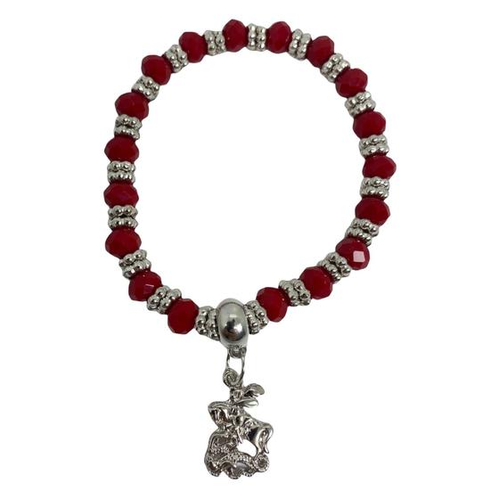 Imagem de Pulseira São Jorge Vermelho Cristal E Silicone