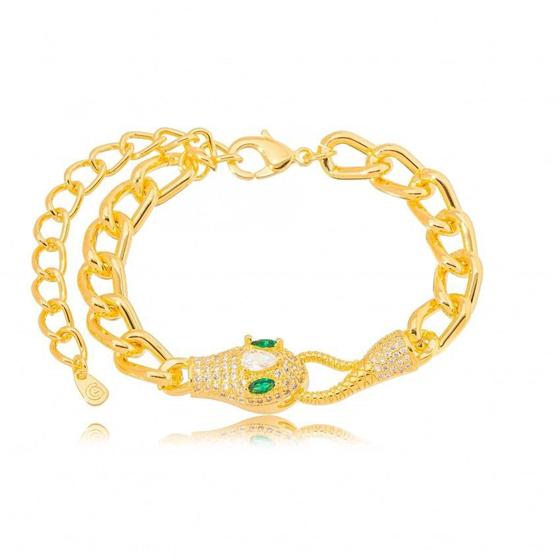 Imagem de Pulseira Semijoia Cobra Cravejada
