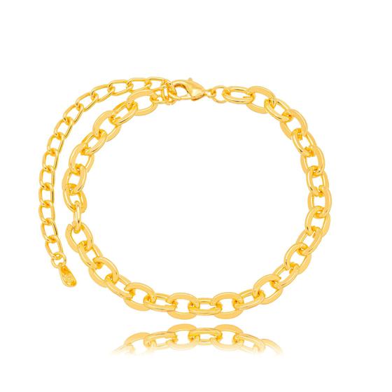 Imagem de Pulseira semijoia elos lisos banho ouro 18k 18cm