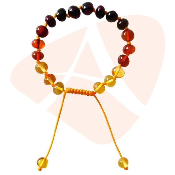 Imagem de Pulseira shambala de âmbar adulto rainbow polido ajustável