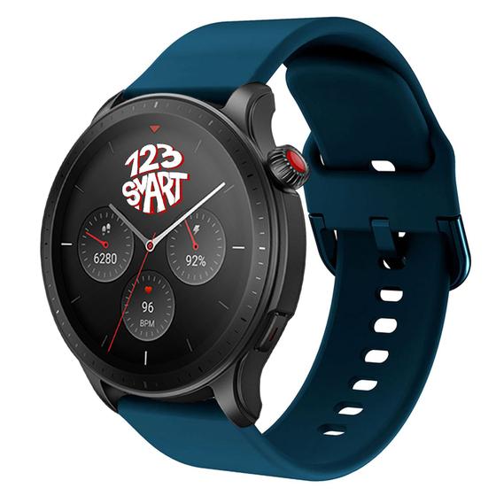 Imagem de Pulseira Silicone Colorida compatível com GTR4 GTR 4 A2166 / GTR 2 e 3 / Stratos 2 3 - Azul Petróleo