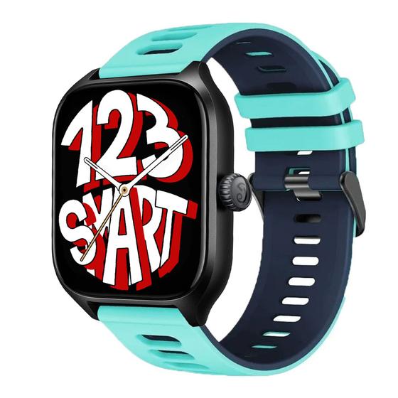 Imagem de Pulseira Silicone Esportiva compatível com GTS4 A2168 / GTS 4 Mini A2176 - Verde Água com Azul