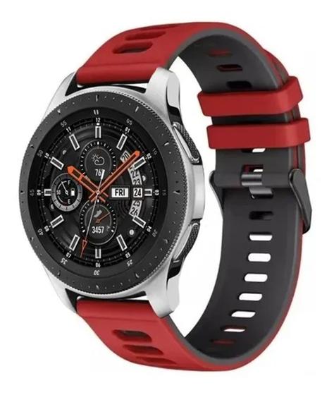 Imagem de Pulseira Silicone Esportiva Para Watch 46 E Gear S3 Cor Vermelho Com Preto