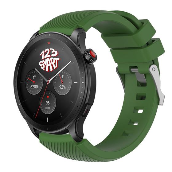 Imagem de Pulseira Silicone Fecho Prata compatível com GTR4 GTR 4 A2166 / GTR 2 3 / Stratos 2 3 -Verde Militar