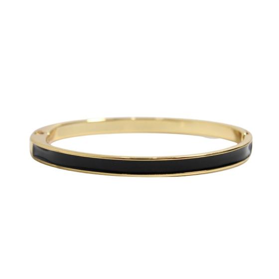 Imagem de Pulseira Slim Feminina Bracelete Madreperola Laraja e Preto Semijoia Banhado a Ouro