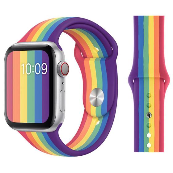 Imagem de Pulseira Smartwatch Silicone S/M 42/44mm LGBTQ+ Arco Iris Feminino Orgulho