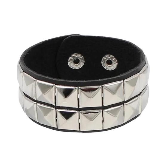 Imagem de Pulseira Unissex Ajustável De Couro Pu Cravejada Punk Gótica Com Fivela De Rebite