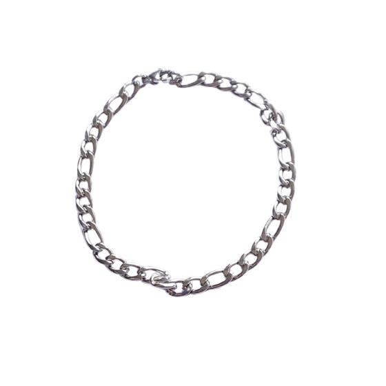 Imagem de Pulseira Unissex Moda Elo Figaro Grossa Estilo Aço Inox Polido 5mm Antialergico Moderna Atemporal