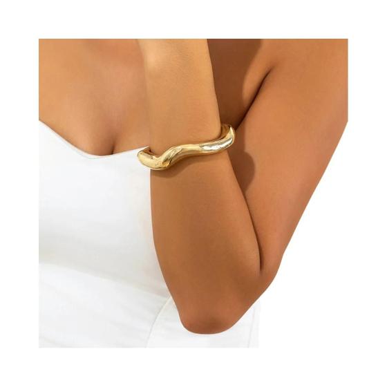 Imagem de Pulseira Vintage de Ouro Irregular para Mulheres - Estilo Punk e Formato Convexo