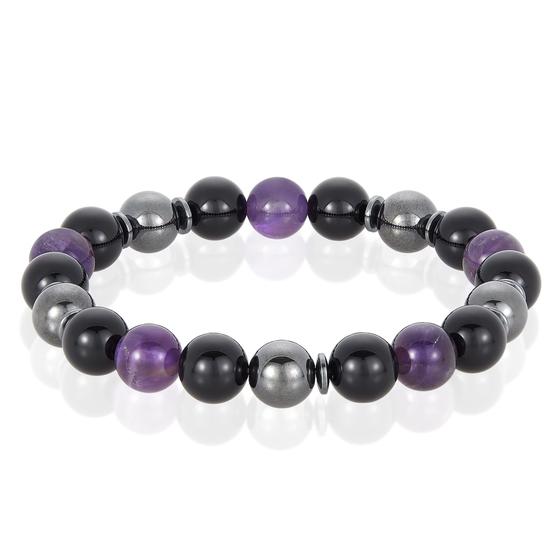 Imagem de Pulseira West Coast Jewelry com Ametista, Ônix e Hematita