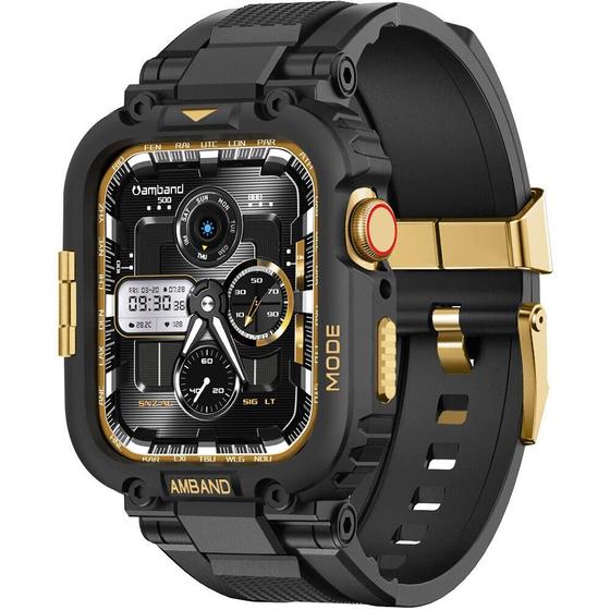 Imagem de Pulseiras AmBand para Apple Watch 45mm - Preto e Dourado