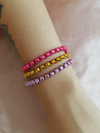 Imagem de Pulseiras Coloridas banhadas Cores Vivas modelo Veneziana brilhante