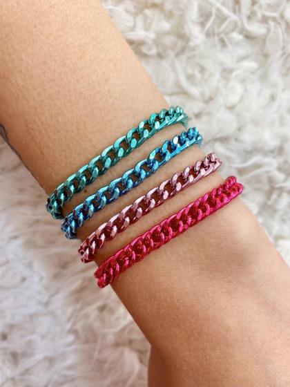 Imagem de Pulseiras coloridas pulseiras de correntes lixada em Cores Vivas