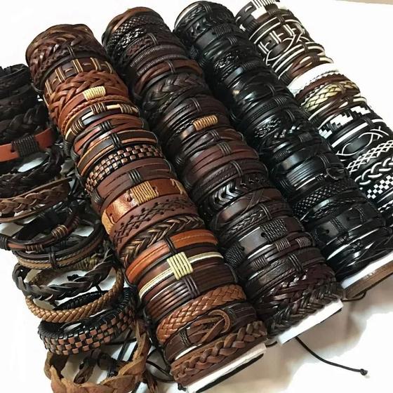 Imagem de Pulseiras De Couro Vintage Para Homens E Mulheres, Pulseira Ajustável, Joias Da Moda, 5 Peças