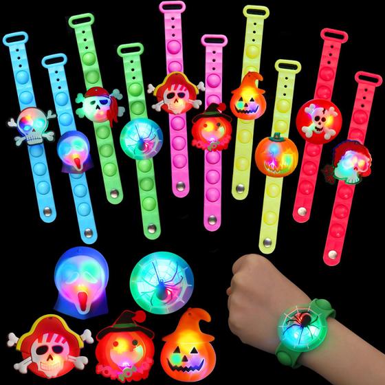 Imagem de Pulseiras de LED GOHEYI - Pacote com 24 Unidades para Festa de Halloween Infantil