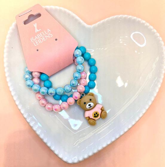 Imagem de Pulseiras de Miçanga Infantil Ursinho Feliz (conjunto com três pulseiras)