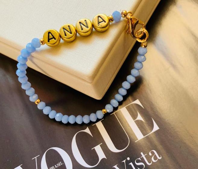 Imagem de Pulseiras de miçangas cristais Cristal de Vidro pulseira personalizada com Nome modelo infantil