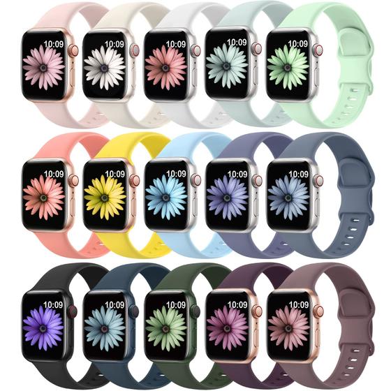 Imagem de Pulseiras de relógio SuperNana Soft Silicone, pacote com 15 unidades para Apple Watch