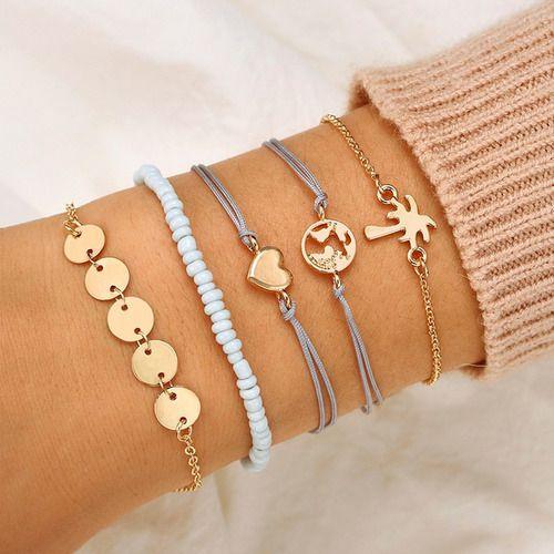 Imagem de Pulseiras Feminina K Pop Bts Bracelete Dourado Banda Moda Ac