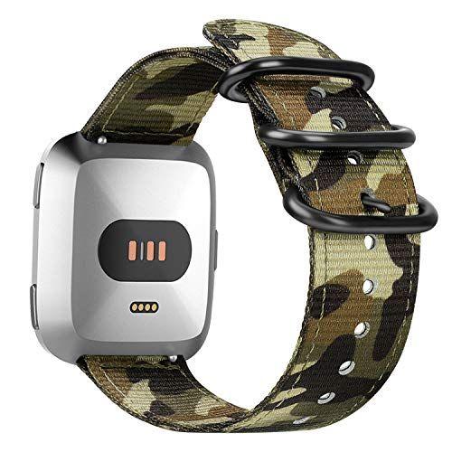 Imagem de Pulseiras Fintie compatíveis com Fitbit Versa 2/Versa/Versa Lite Edition, acessórios de pulseira de substituição de nylon macio compatíveis com relógio inteligente Fitbit Versa - Camuflagem