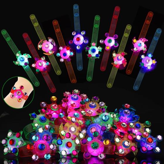 Imagem de Pulseiras LED com Fidget Spinner - Pacote com 48 Unidades para Crianças