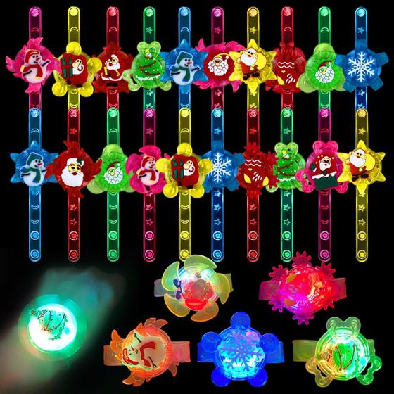 Imagem de Pulseiras LED Fidget Spinner Jofan - Pacote com 24 Unidades para Crianças - Natal