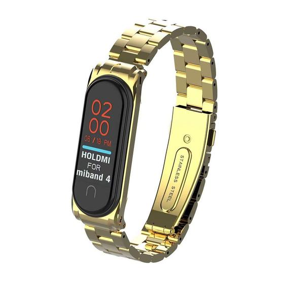 Imagem de Pulseiras NSmart em aço 3 elos compatível com MI Band 4 ou 3 + Película