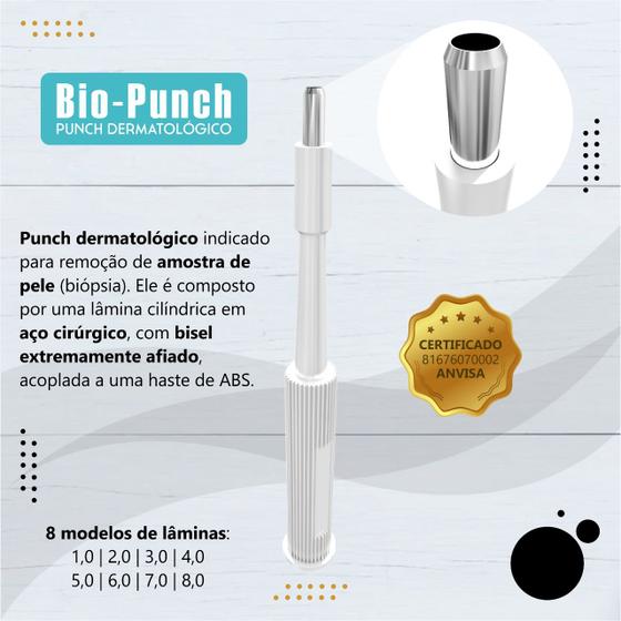 Imagem de Punch Dermatológico para Biópsia Estéril Aço Inox Bio-punch 1mm Alur