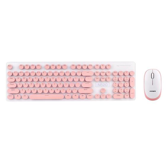 Imagem de Punk Round Keycap Teclado sem fio e conjunto de mouse