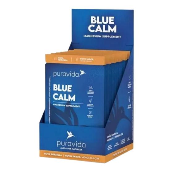 Imagem de Pura Vida Blue Calm Limão Camomila Maracujá Spirulina Azul 20 Sachês