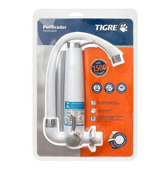 Purificador Torneira Cozinha com Filtro e Bica Móvel Parede Branca-Cromada - Tigre Menor preço em Purificador Torneira Cozinha com Filtro e Bica Móvel Parede Branca-Cromada - Tigre