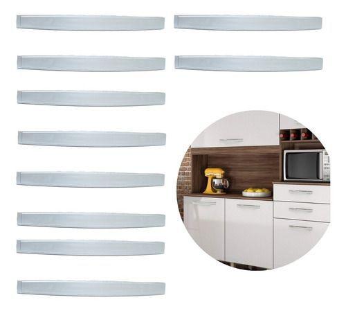 Imagem de Puxador de gavetas armários para porta de moveis de cozinha prata 10 peças