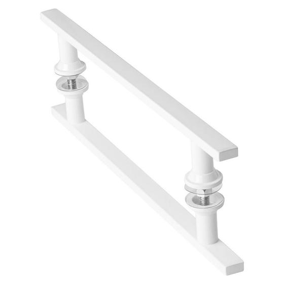 Imagem de Puxador De Porta Branco Vidro Pivotante Madeira 40cm M.S