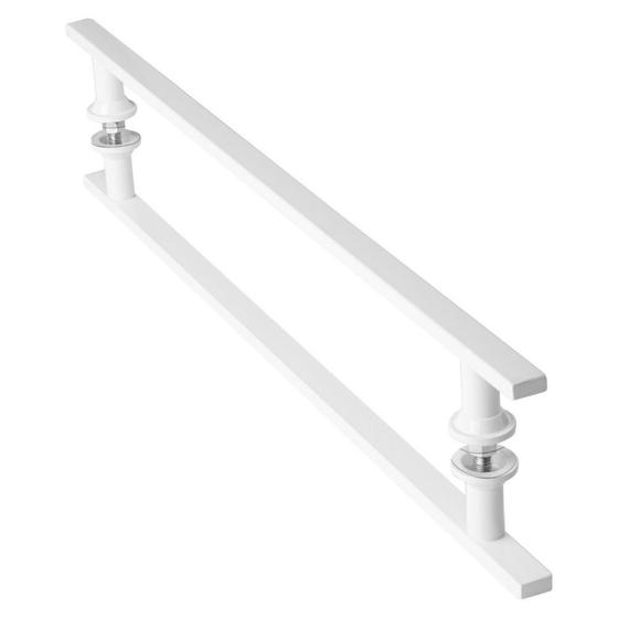 Imagem de Puxador De Porta Branco Vidro Pivotante Madeira 60cm M.S