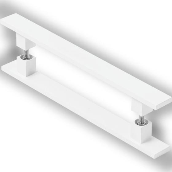 Imagem de Puxador De Porta Pivotante Barra Chata Duplo Branco 80cm