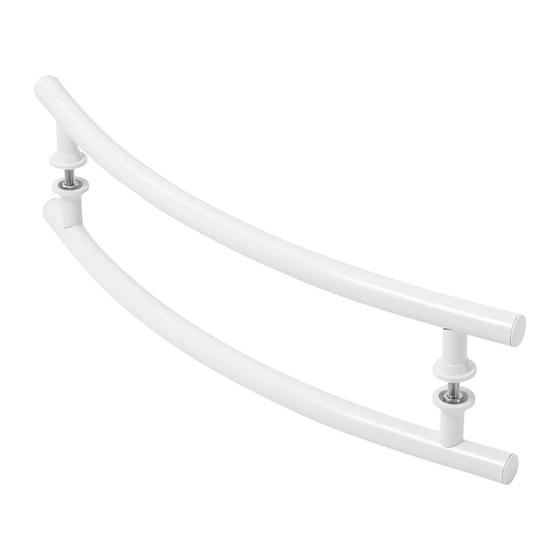 Imagem de Puxador De Porta Tubular Curvo Lateral Branco 40cm