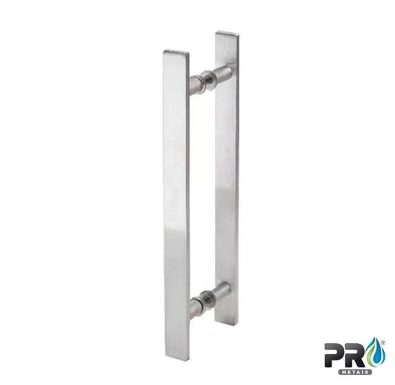Imagem de Puxador Duplo Aluminio 40 Cm Porta Pivotante ou Madeira ou Vidro Chato