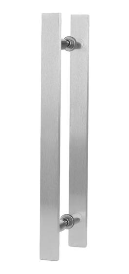 Imagem de Puxador Duplo Aluminio 60 Cm Escovado Porta Pivotante ou Madeira ou Vidro Chato